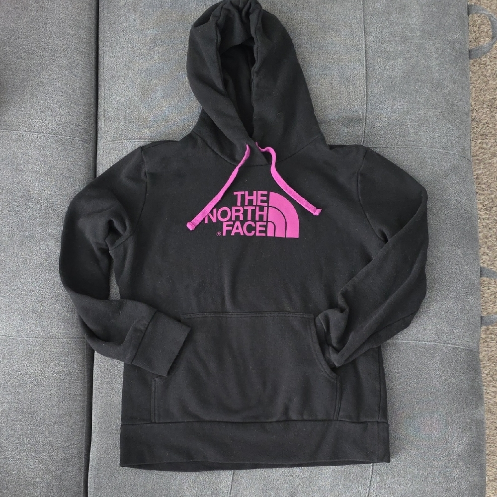 The North Face Black Hoodie with Pink Accents